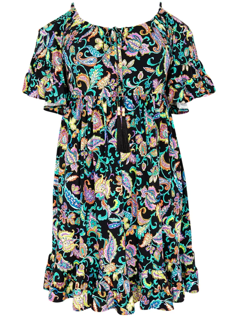 Yoek Jurk off shoulder FOLK | Zwart, foto 2