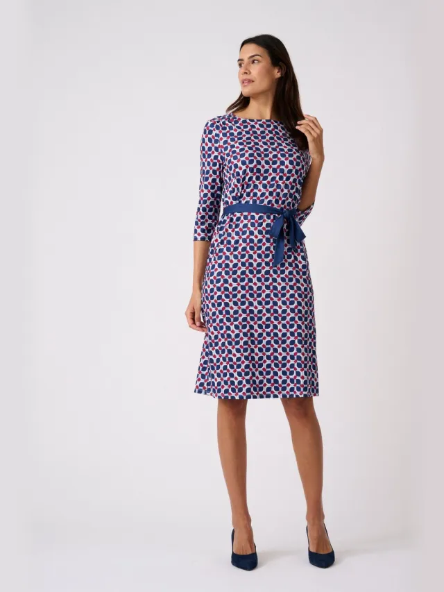 Damart Gebreide jurk met warme print - Dames - Blauw