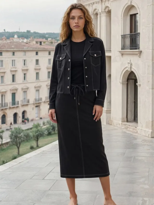 Mi Piace Bonded Travel Rok 202684 Black - Maat : Zwart