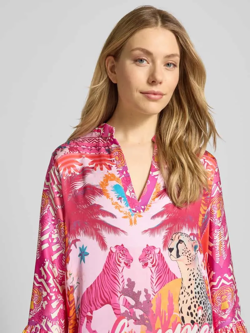 miss goodlife Tuniekjurk van viscose met trompetmouwen rood, foto 4