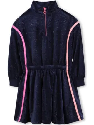 Billieblush korte jurk donkerblauw Meisjes Polyester Opstaande kraag Effen