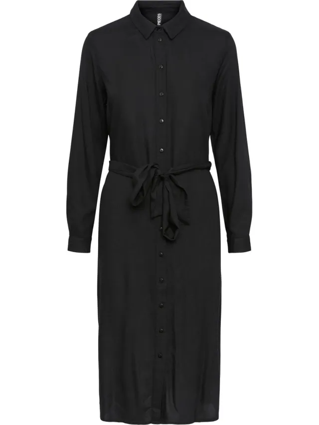 Pieces PCCAMMIE LS MIDI SHIRT DRESS NOOS BC Dames Jurk Black