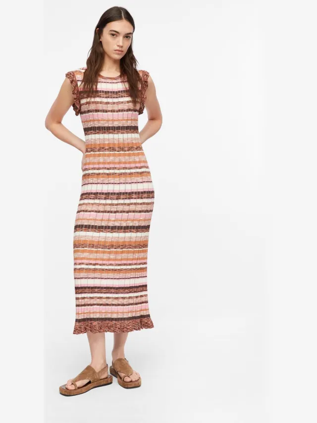 Comma female - Midi-jurk in ajourbreisel crème