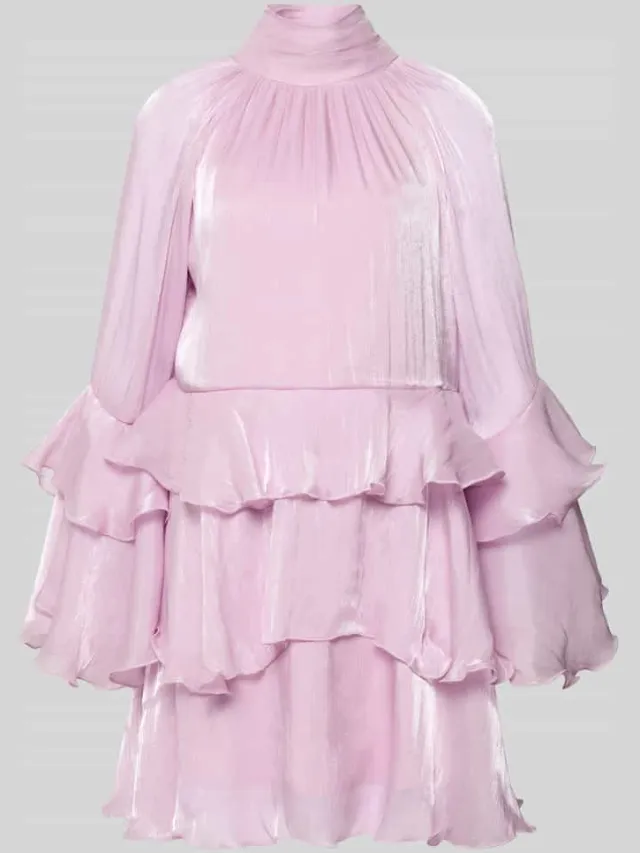 Gina Tricot mini-jurk in laagjeslook model 'Flowy frill' lila, foto 2