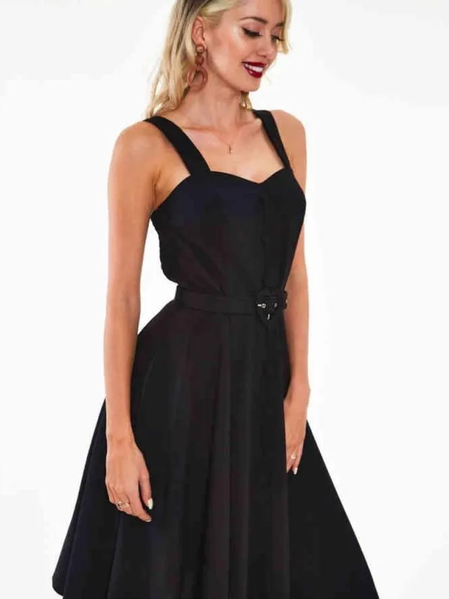 Voodoo Vixen Frenchie Flare Halter Dames Mini-jurk - zwart