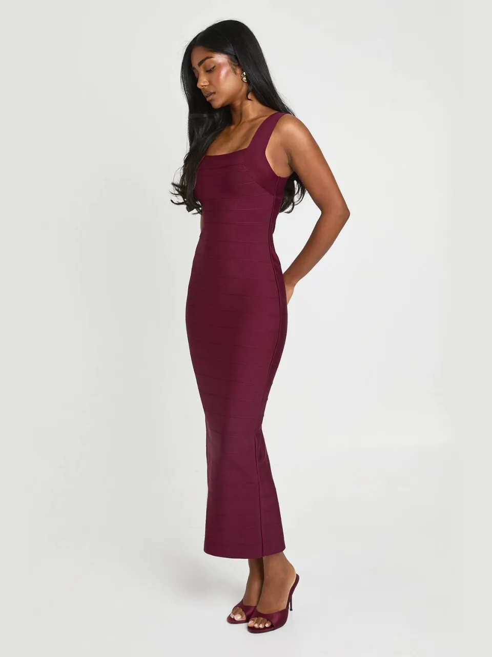 boohoo Dames Premium Bandage Jurk Met Vierkante Halslijn Midaxi fig, foto 2