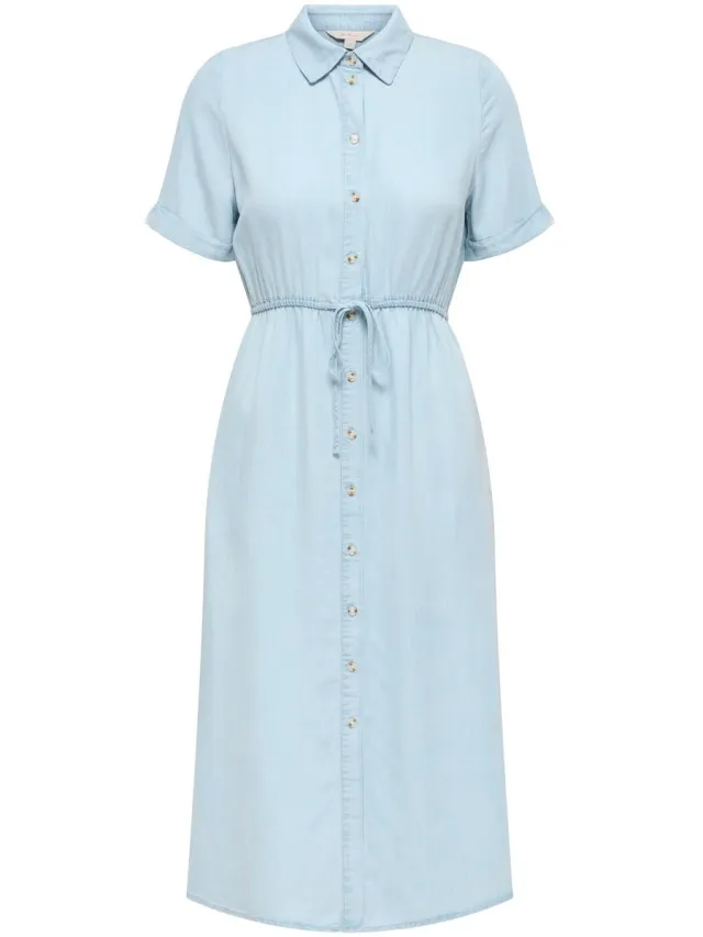 Only Blousejurk ONLCHARIS Lange jurk Light Blue Denim