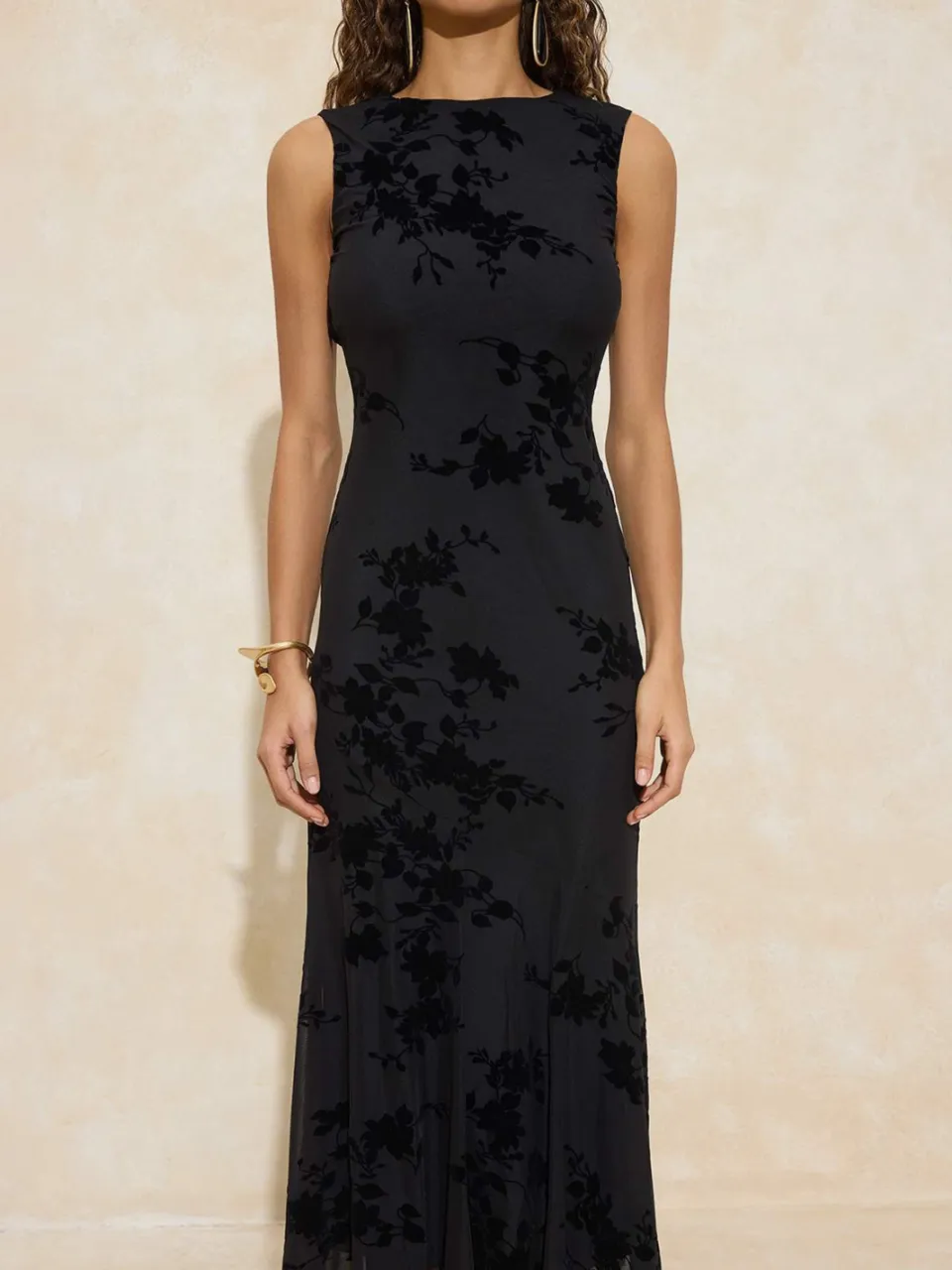 Trendyol TRENDYOLMİLLA Dames Zwart Bloemen Maxi Mouwloos Stijlvol/Avond Zeemeermin Jurken, foto 2