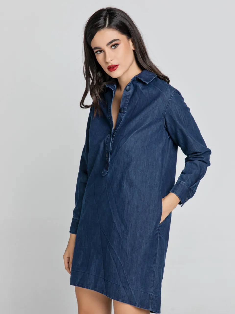 Conquista Denim overhemdjurk van Conquista Fashion Indigoblauw