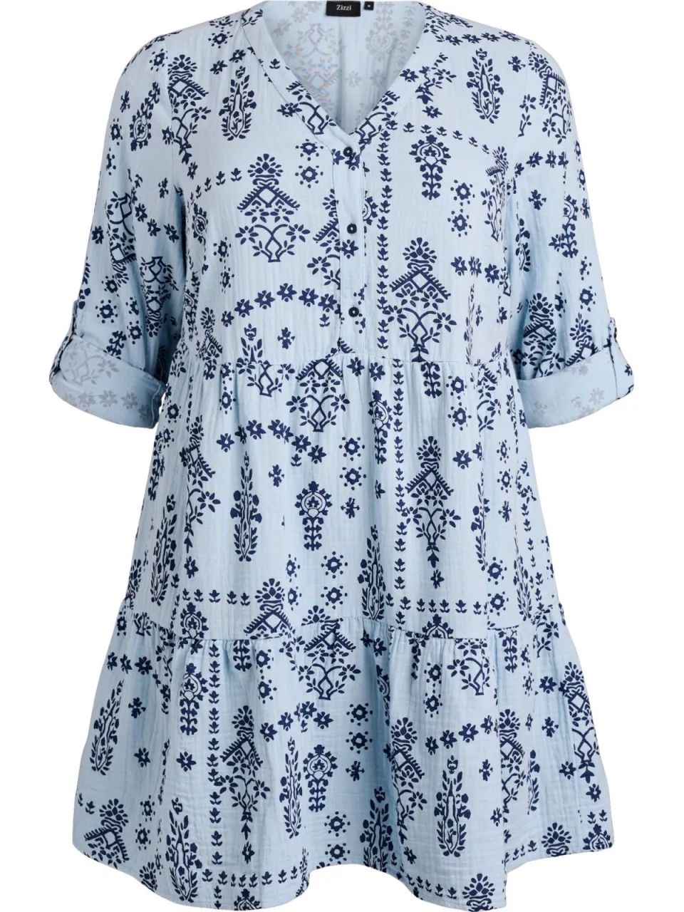 Zizzi korte zomerjurk met all over print lichtblauw, foto 2