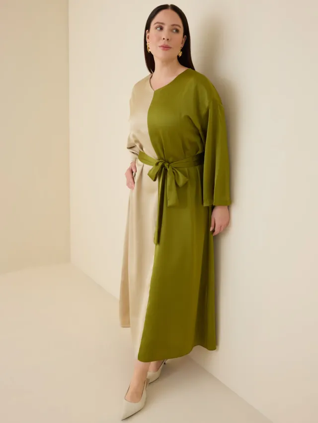 Alia Plus Size Dress Alia Olijfgroen