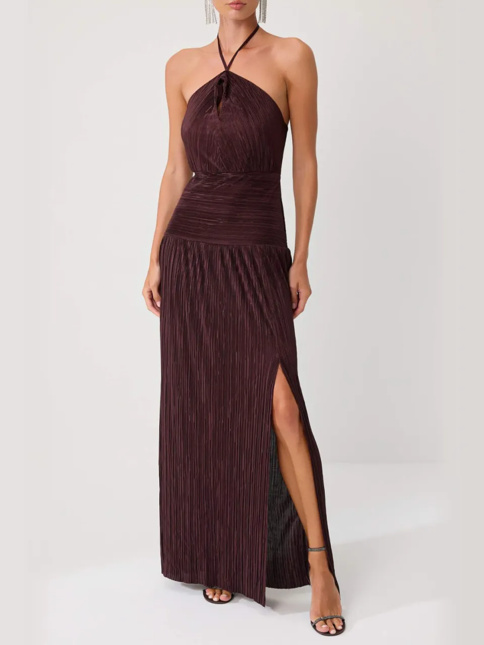 Trendyol TRENDYOLMİLLA Dames Bruin Effen Maxi Mouwloos Recht Avond & Gala Jurk, foto 2
