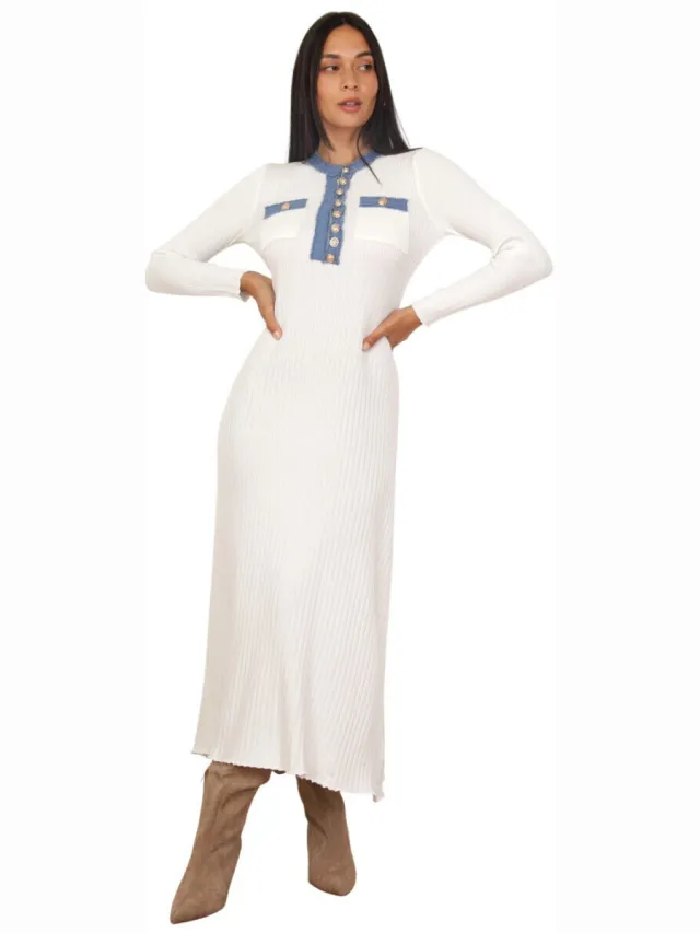 La Modeuse Lange Jurk La Modeuse 76506_P181235 Wit