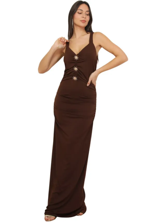La Modeuse Lange Jurk La Modeuse 78044_P185323 Bruin