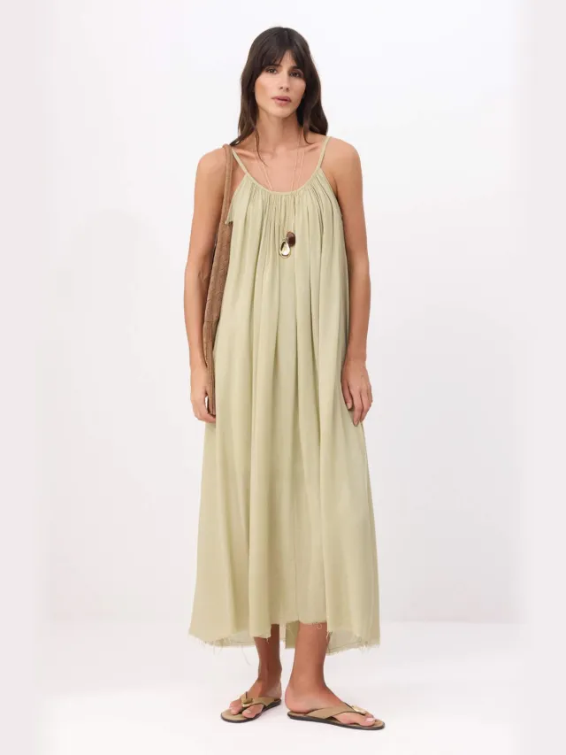 Turkishsouq Platte, mouwloze maxi-jurk voor dames Bruin