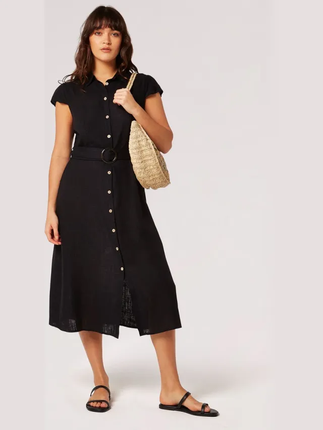 Apricot Vintage-jurk met knopen Zwart