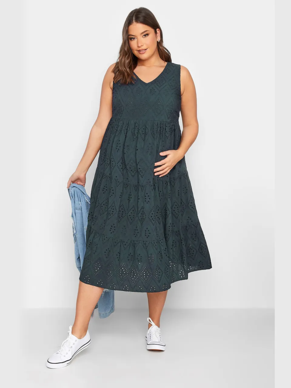 Bump It Up Maternity Gelaagde Midijurk Van Broderie In Donkerblauw blauw, foto 2