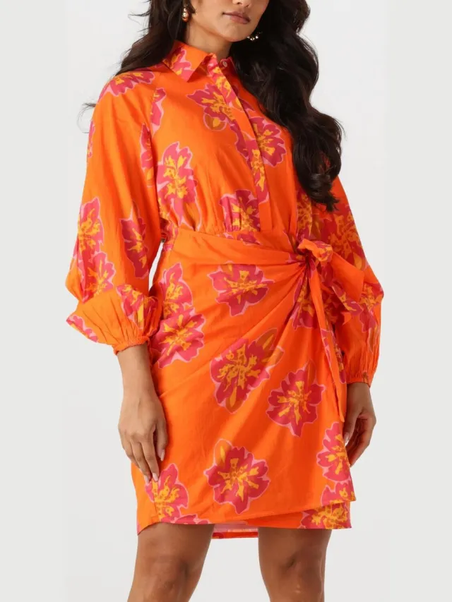 Notre-V Nv-fleurette Dames - Jurk - Oranje
