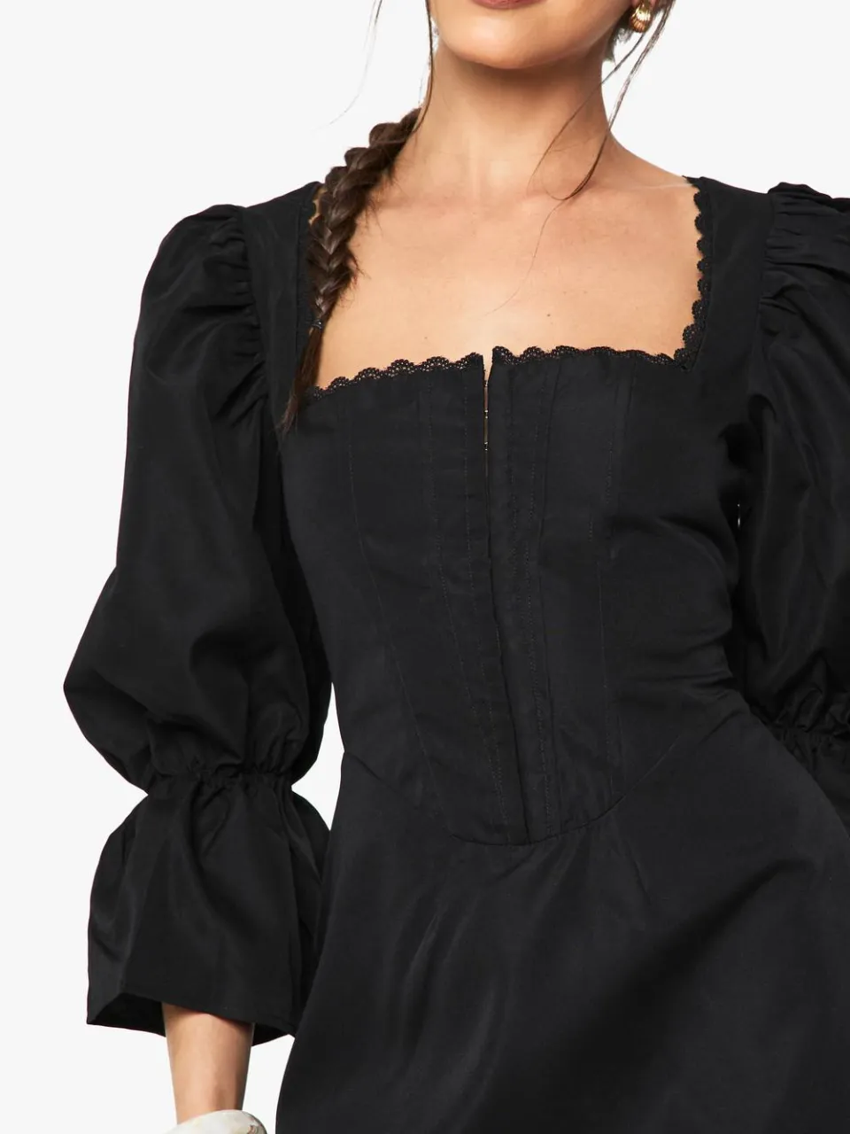boohoo Dames Haak & Oog Korsetjurk zwart, foto 4