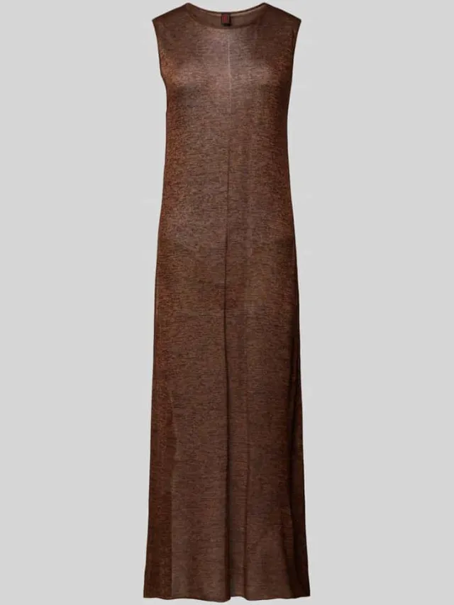 Stefanel maxi-jurk met structuurpatroon Middenbruin