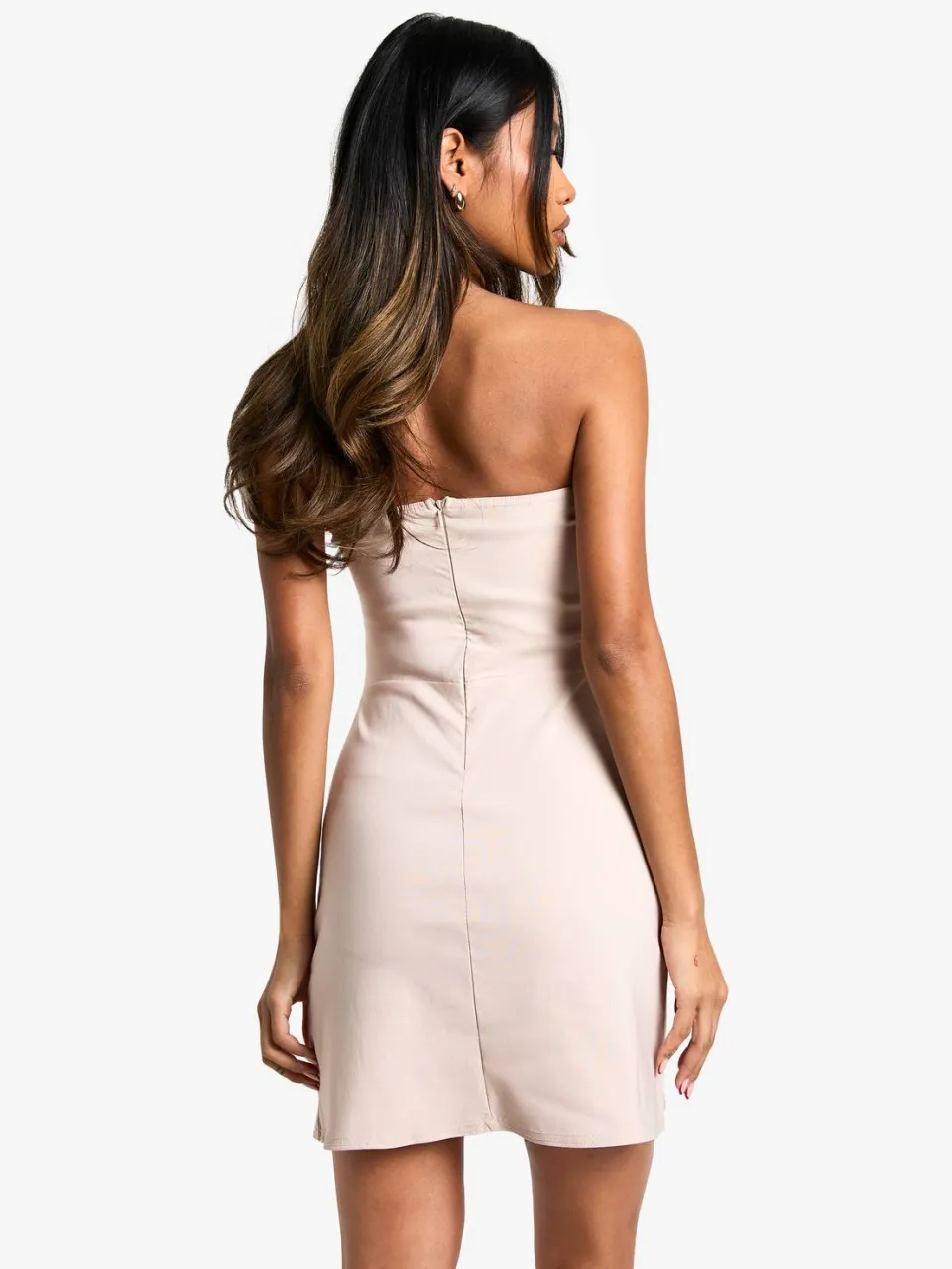boohoo Dames Bengaline Overgelede Bandeau Getailleerde Mini Jurk steen, foto 2