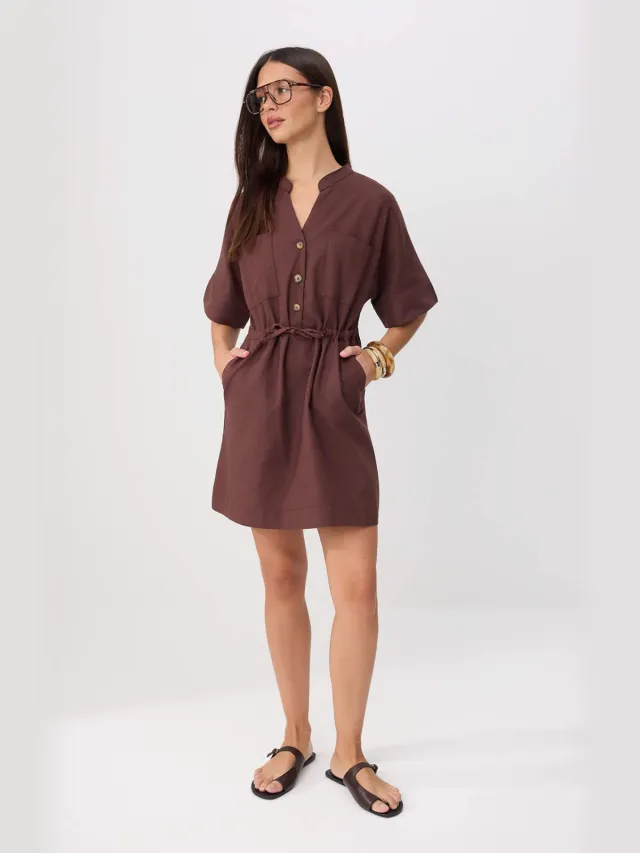 Trendyol TRENDYOLMİLLA Dames Bruin Effen Kort / Mini Kort Casual A-lijn Jurken