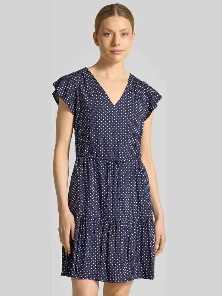 Gap Mini-jurk van zuivere viscose met V-hals donkerblauw, foto 3
