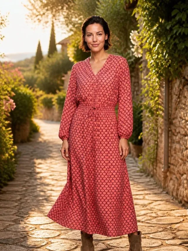 Didi Dames Dress Eternity Red Lotus print Rood