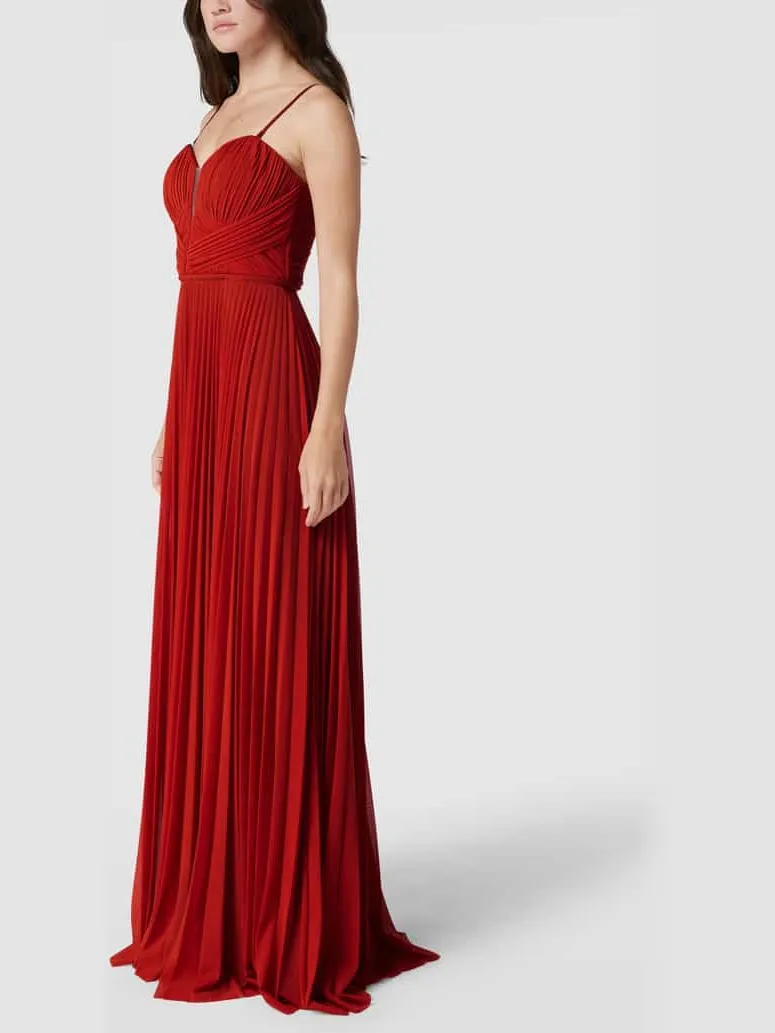 TROYDEN COLLECTION Avondjurk met plissévouwen roestrood, foto 4