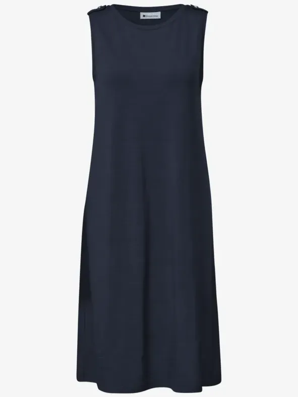 Street One Knie-lange jurk met ronde hals en knoopdetail blauw, foto 2