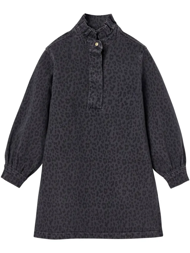Envie de Fraise Jurk met luipaardprint meisje denimgrijs