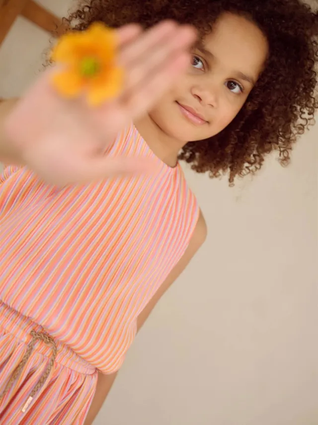 Nono gestreepte zomerjurk oranje, foto 3