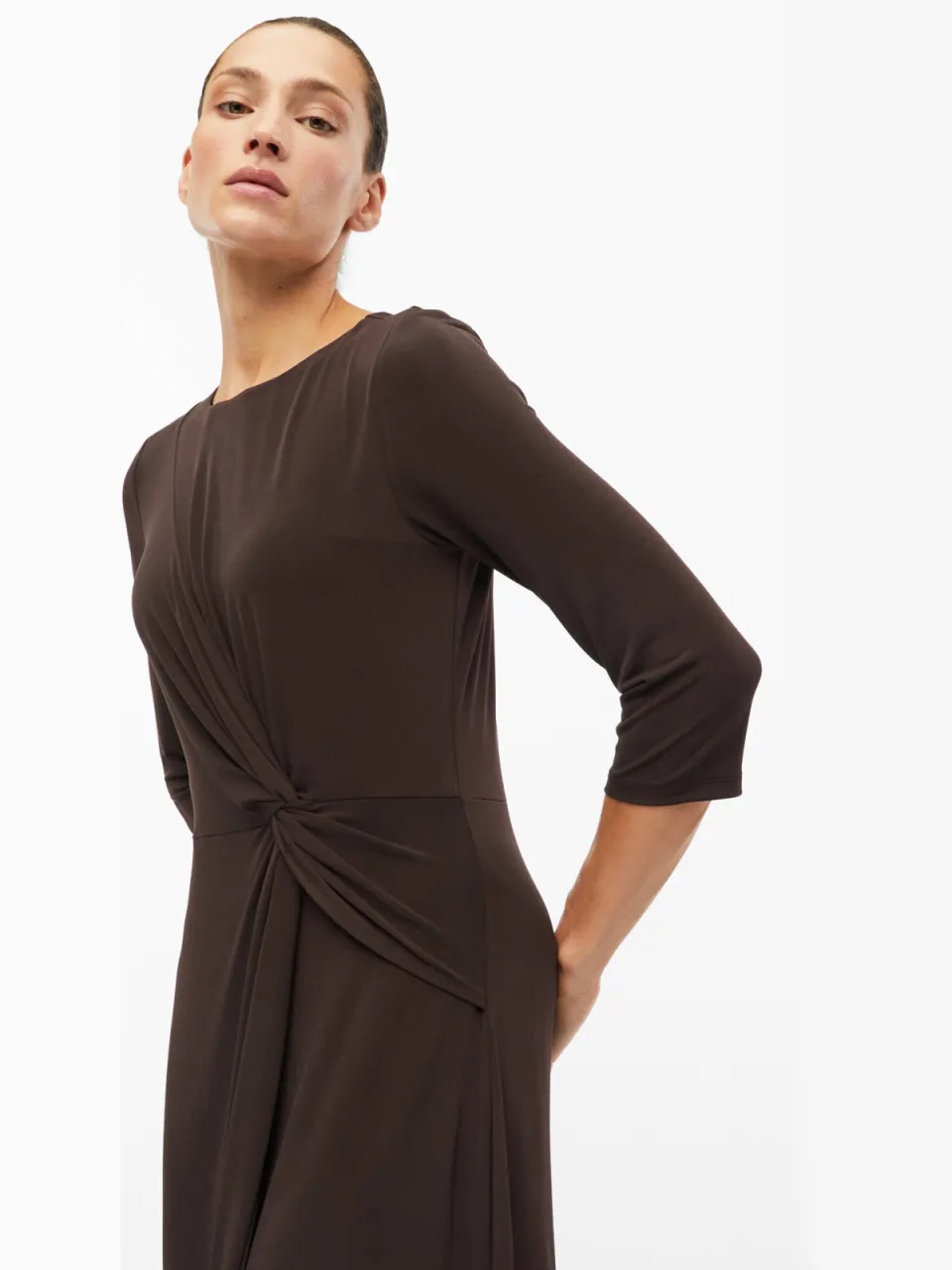 s.Oliver BLACK LABEL midi kokerjurk donkerbruin, foto 5