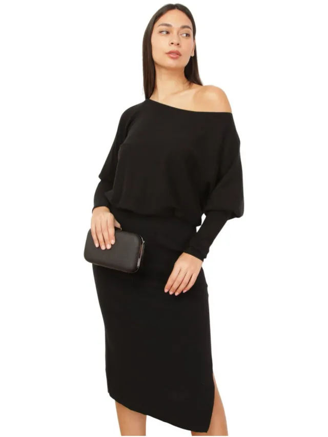 La Modeuse Midi-jurken La Modeuse 77542_P183802 Zwart