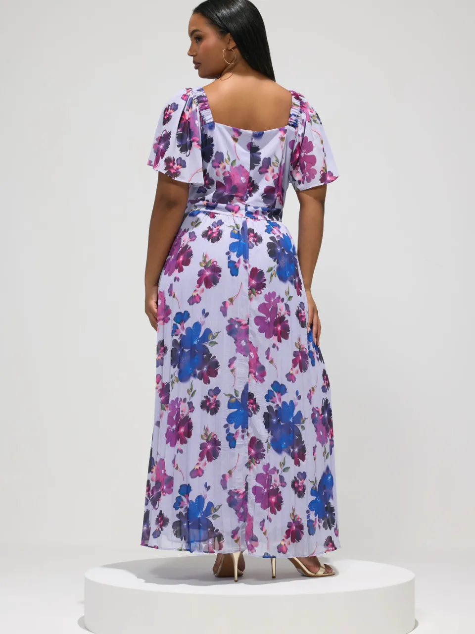 Yours London Blauwe Jurk Met Plooien En Bloemenprint, foto 2