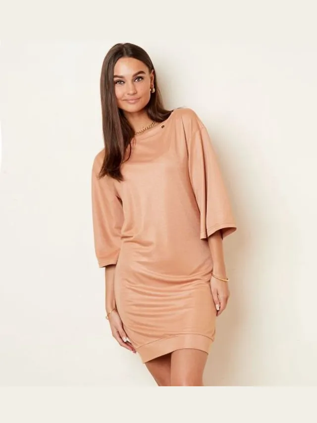 YW YEHWANG Shirt Dress Shimmer - Glanzende coating Bruin
