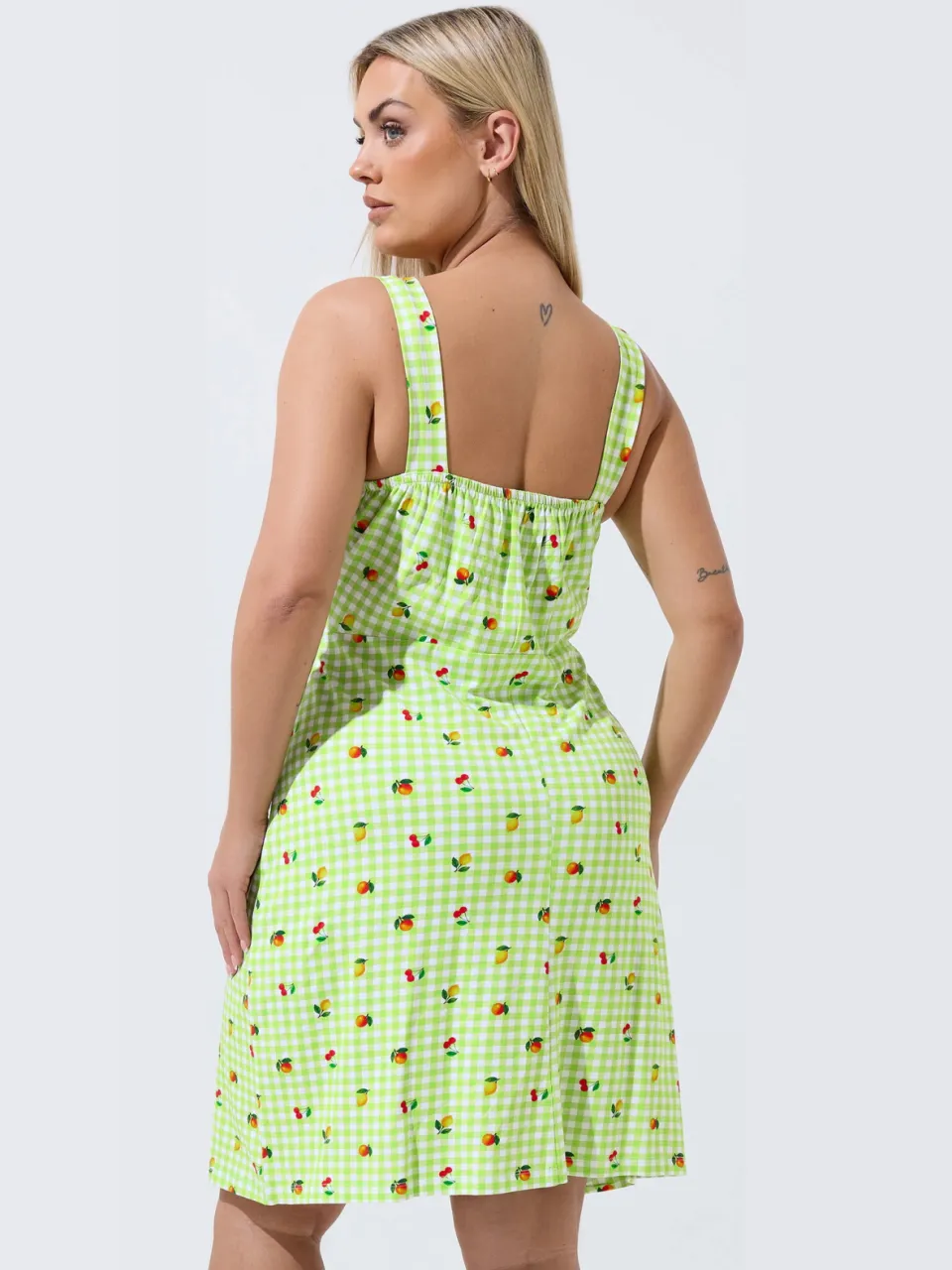 Limited Collection Groene Minijurk Met Geruit Fruitprint-56, foto 3