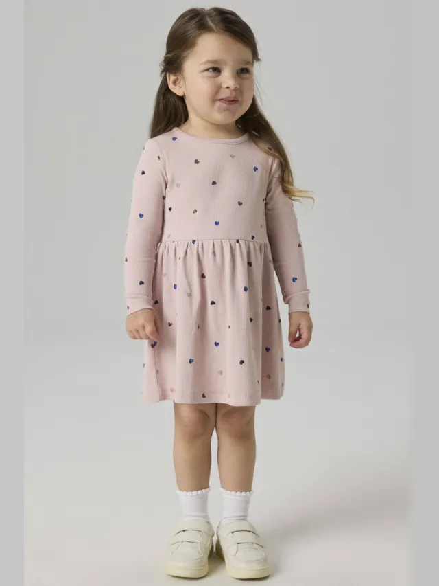 NAME IT MINI gebreide jurk lichtroze met hartjes