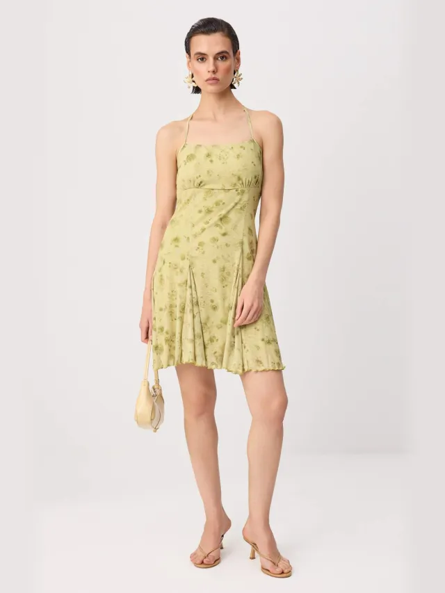 Trendyol TRENDYOLMİLLA Dames Groen Abstract Kort / Mini Mouwloos A-lijn Jurken
