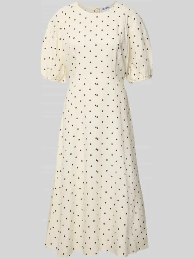 Jake*s Casual Midijurk van viscoses mix in allover-look beige, foto 2