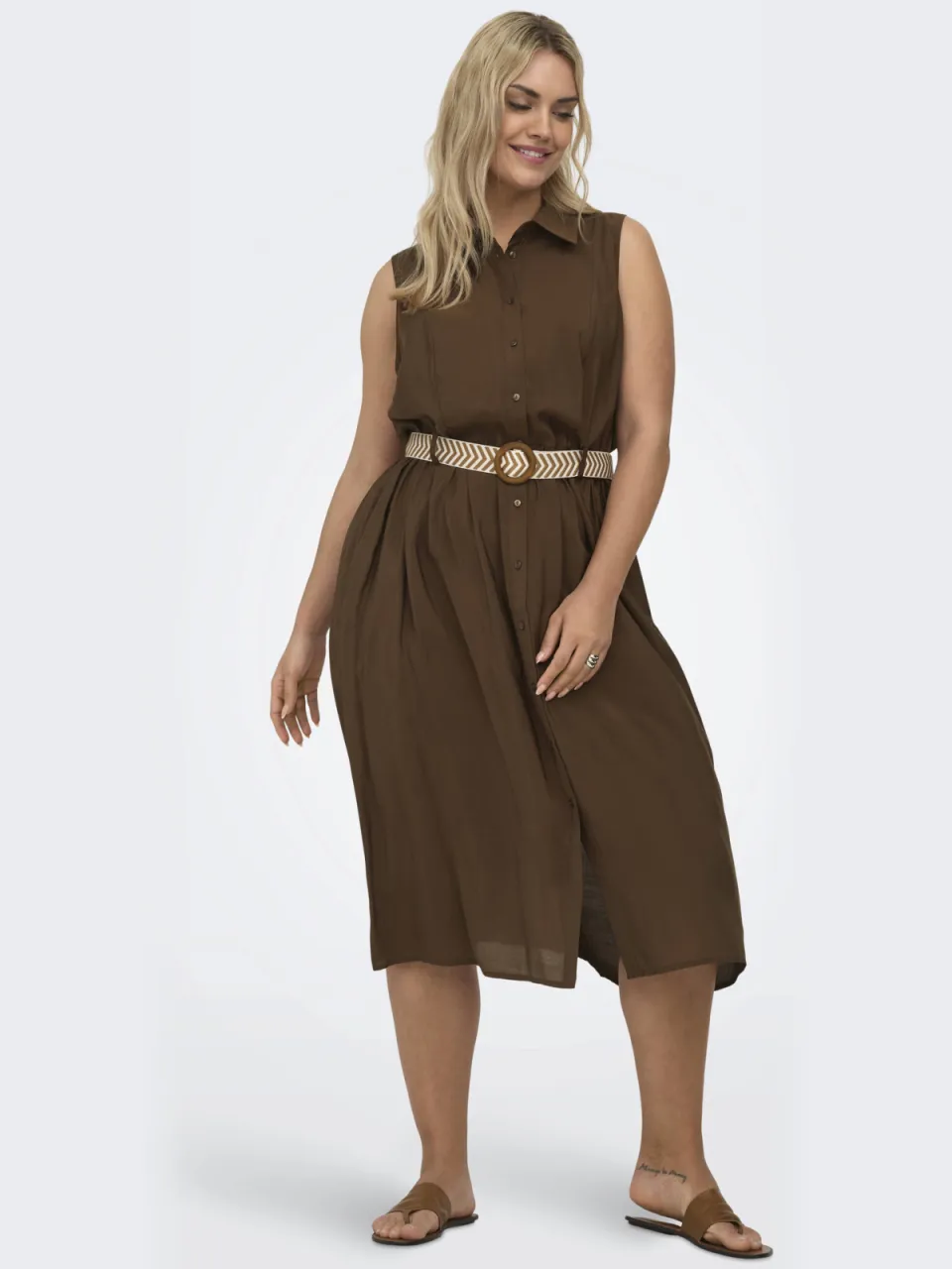 Only Carmakoma blousejurk Plus Size - bruin