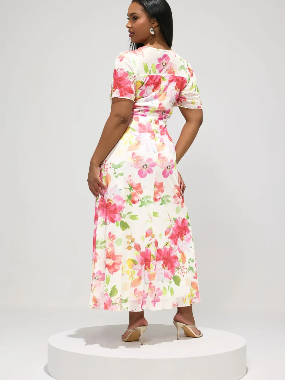 Yours London Witte Maxijurk Met Bloemenprint En Vierkante Hals, foto 4