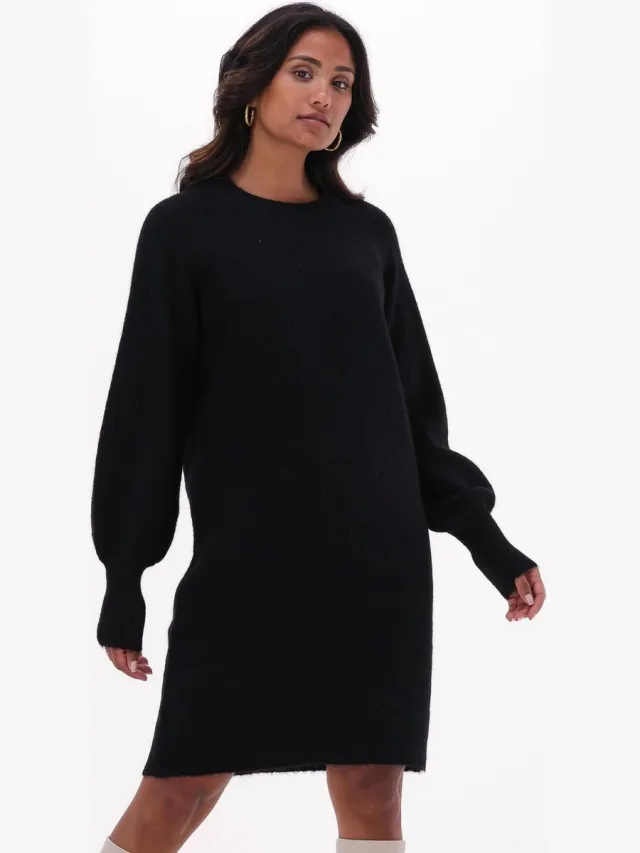 SELECTED FEMME Lulu Ls Knit Dress O-neck Jurken - Zwart