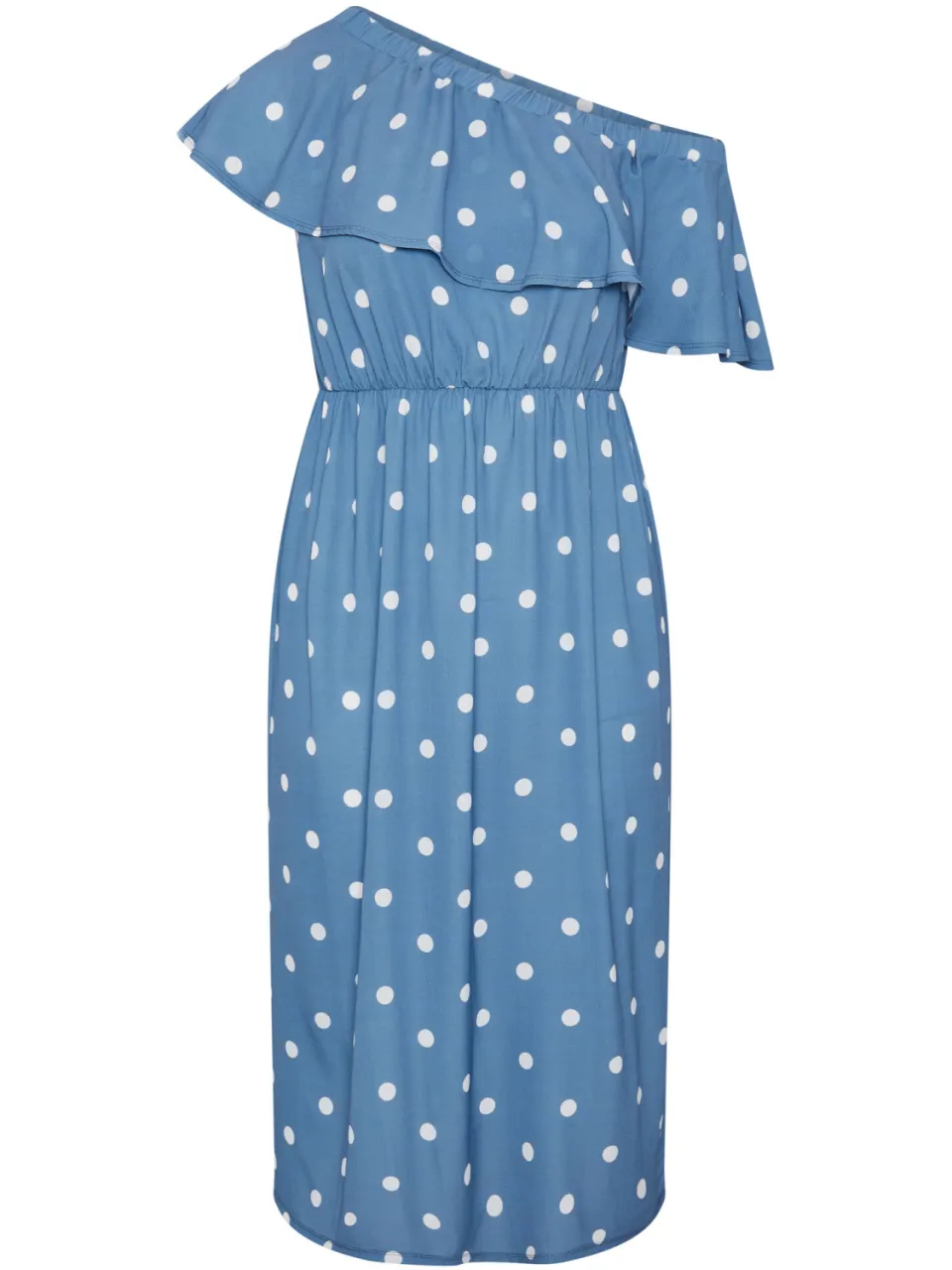 Limited Collection Blauwe Jurk Met Ruches En Stippen-56, foto 4