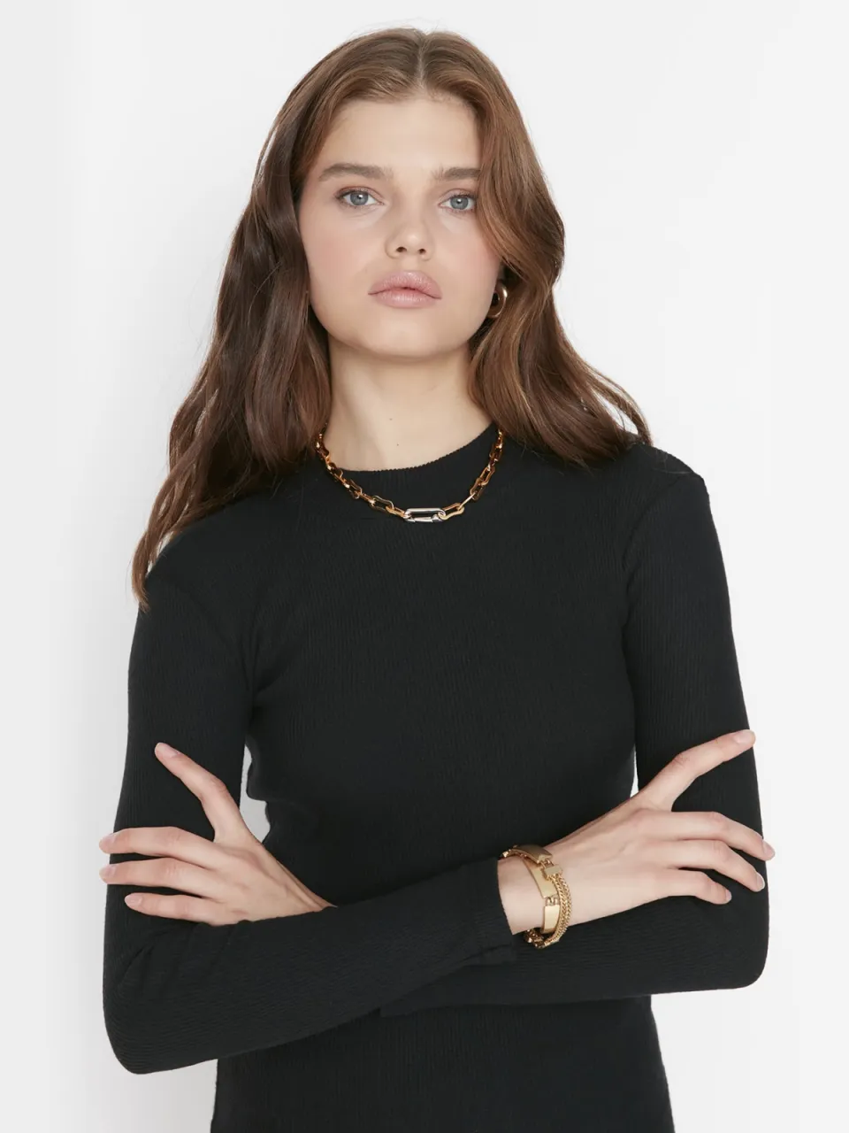 Trendyol Vrouw/Meisje Staande kraag Bodycon Mini Jurk zwart, foto 2