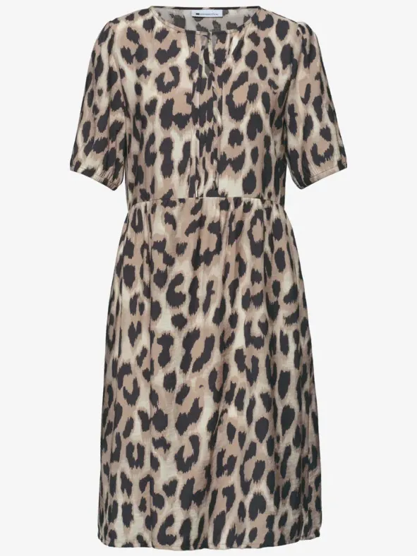 Street One Knielange jurk met gespleten hals en print beige, foto 3