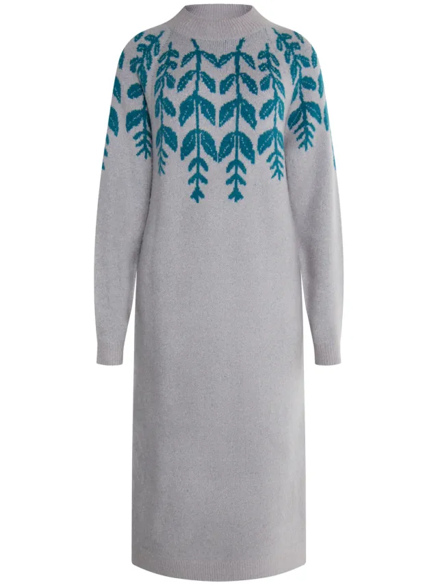 Usha Maxi-gebreide jurk Dames Grijs Veelkleurig, foto 2