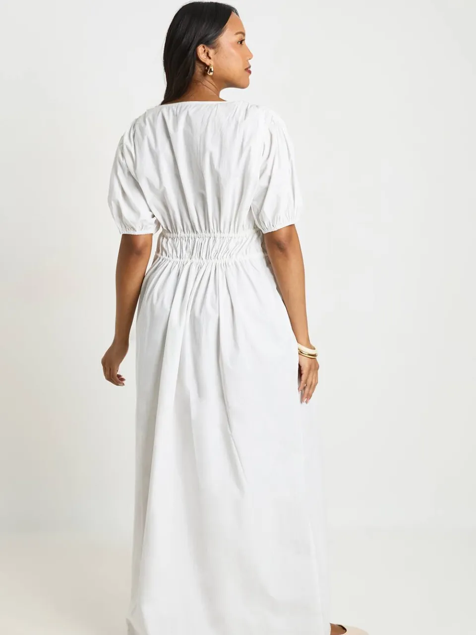 boohoo Dames Zwangerschaps Geplooide Maxi Jurk Met Strikdetail wit, foto 2