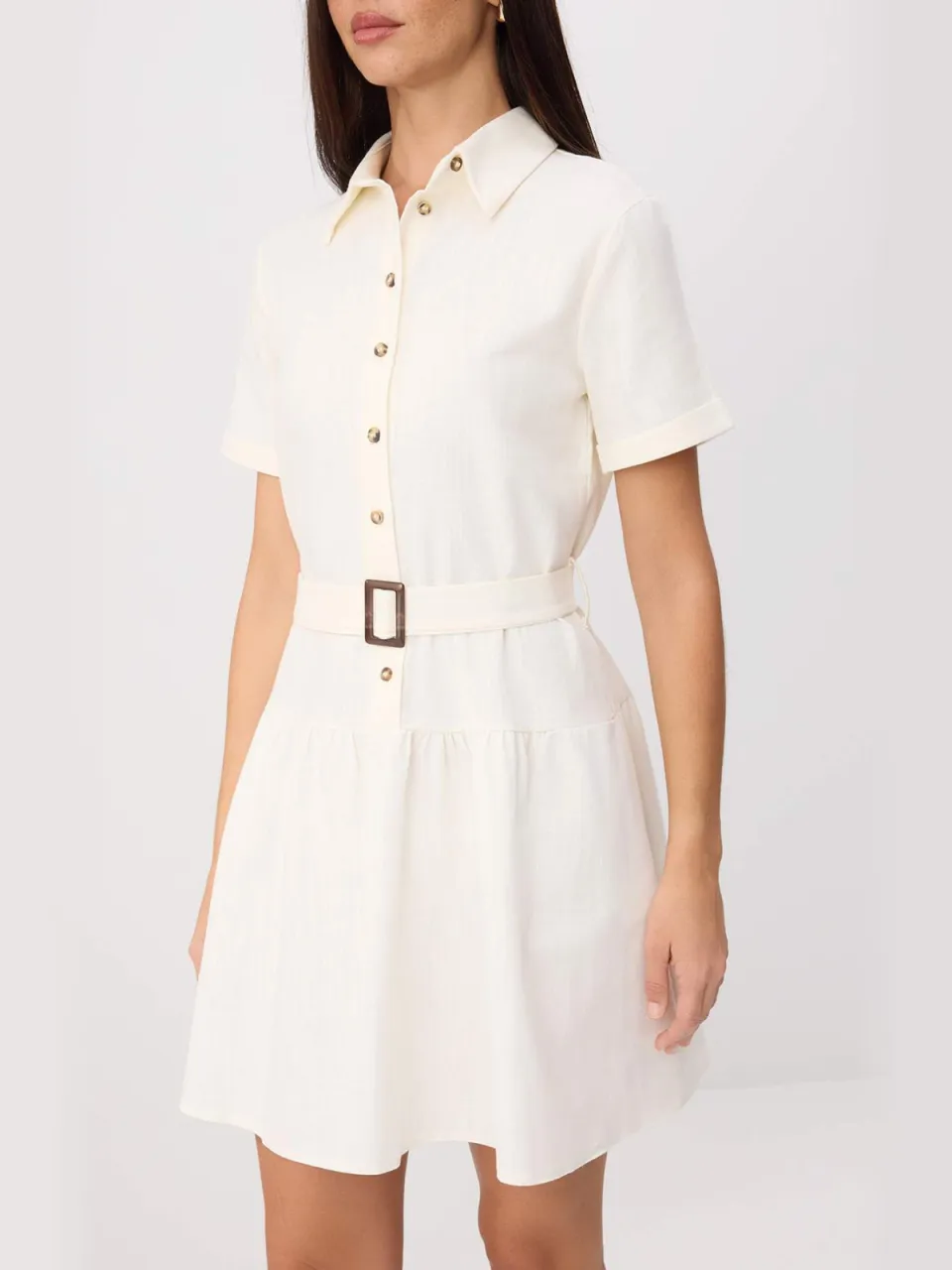 Trendyol TRENDYOLMİLLA Dames Ecru Effen Kort / Mini Kort Blousejurk Jurken, foto 2