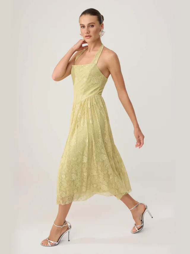 Trendyol TRENDYOLMİLLA Dames Groen Gestructureerd Maxi Mouwloos Skater Jurken